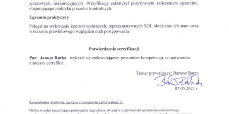 Przedłużenie uprawnień kompetencji w zakresie kontroli sprzętu Soi firmy Petzl