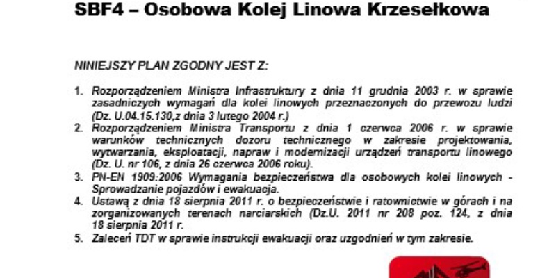Kolejny Plan Ewakuacyjny tym razem dla stacji Narciarski Raj Chrzanów IV